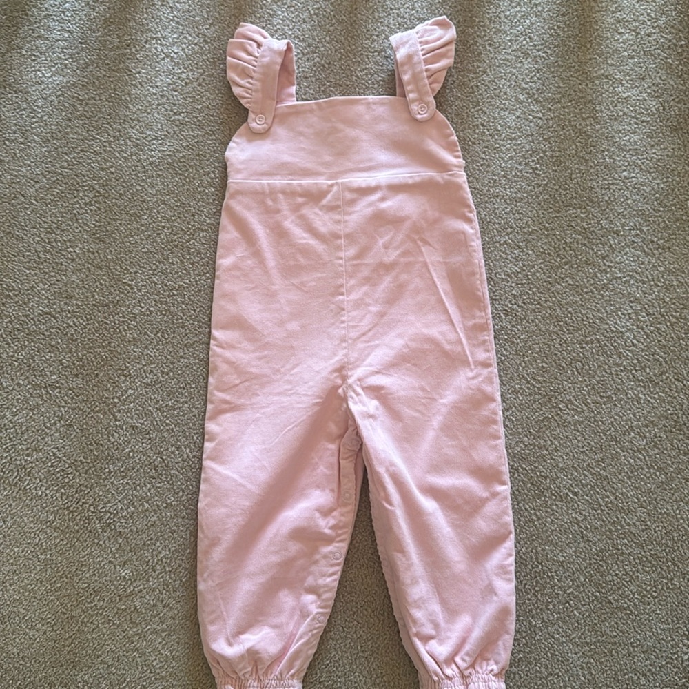 Beaufort Bonnet Company Choo Choo light pink corduroy overalls in 3T